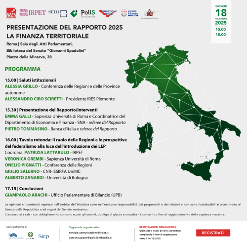 Finanza Territoriale 2025: divari regionali e nuove prospettive di governance